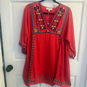 Women's Hayden Los Angeles Dress Size M Red Embroidered